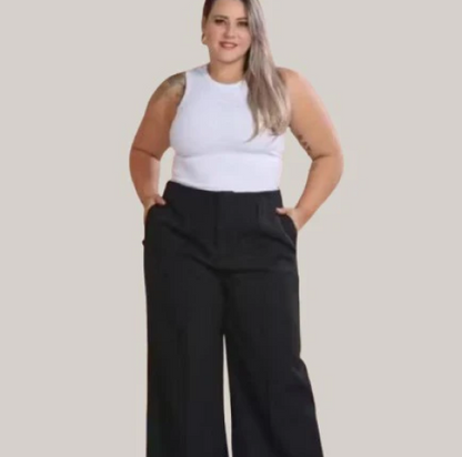 Calça Alfaiataria plus size G1-G4 pantalona c/ cinto elegância social