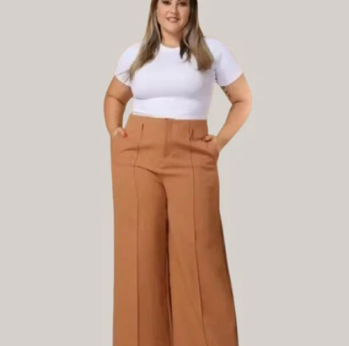 Calça Alfaiataria plus size G1-G4 pantalona c/ cinto elegância social