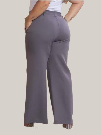 Calça Alfaiataria plus size G1-G4 pantalona c/ cinto elegância social